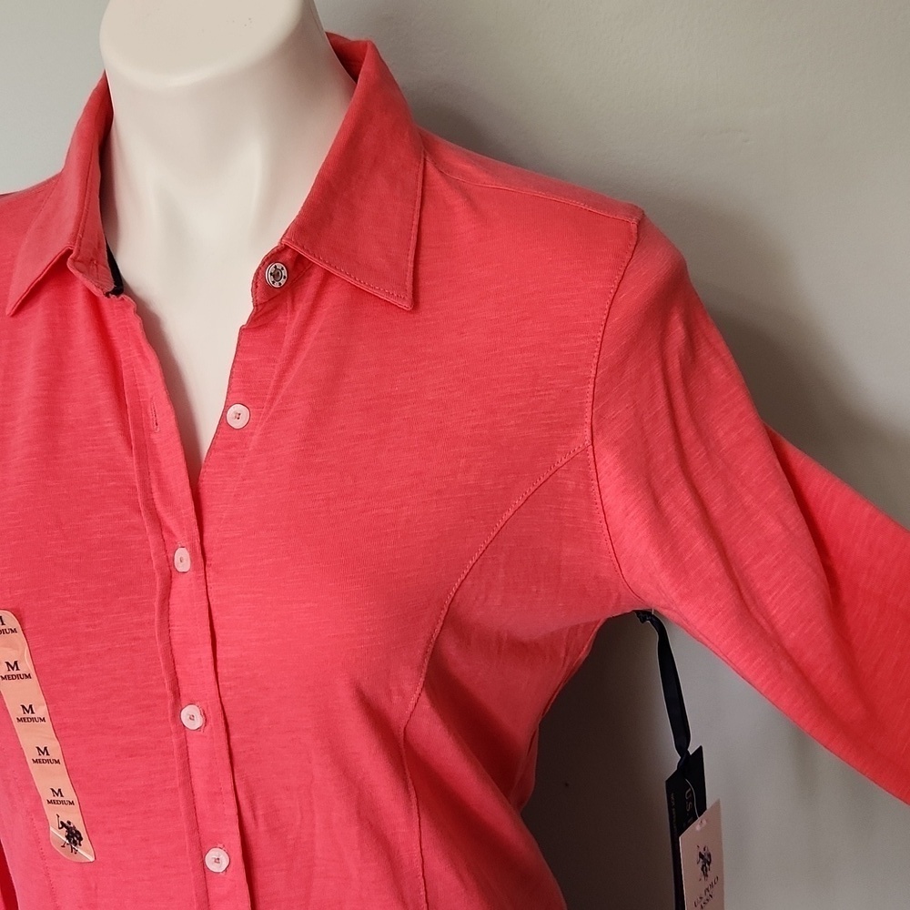 U.S. Polo Assn Pink Button Down Top - Picture 7 of 13